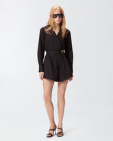 Tuta corta in cotone con cintura Love Birds - | Pinko