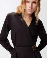 Tuta corta in cotone con cintura Love Birds - | Pinko