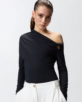 Body con scollo asimmetrico - | Pinko