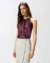Top in satin con scollo all'americana - | Pinko