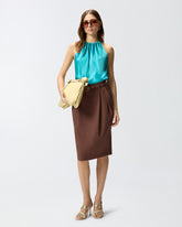 Top in satin con scollo all'americana - | Pinko