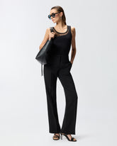 Pantaloni in tela con piega stirata - | Pinko