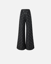 Jeans wide leg in denim scuro con occhielli - | Pinko