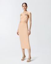 Slim-fit midi dress with jewel embroidery - | Pinko