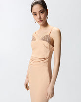 Slim-fit midi dress with jewel embroidery - | Pinko