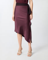Gonna longuette asimmetrica in satin - | Pinko