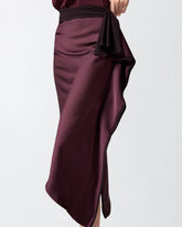 Gonna longuette asimmetrica in satin - | Pinko