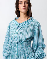 Tuta corta in cotone a righe - | Pinko