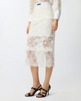 Gonna midi in pizzo con spacchetti - | Pinko