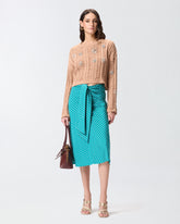 Jupe midi à rayures et ceinture - | Pinko