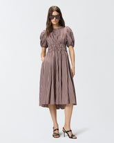 Abito midi a righe con schiena scoperta - | Pinko