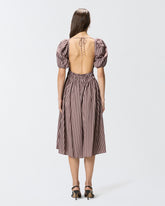 Abito midi a righe con schiena scoperta - | Pinko
