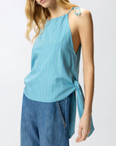 Top a righe con spalline sottili e fiocchi - | Pinko