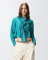 Camicia cropped a righe con fiocco - | Pinko