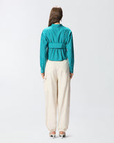 Camicia cropped a righe con fiocco - | Pinko