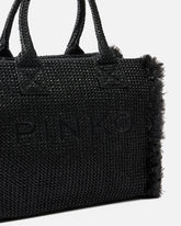 Borsa shopper media Beach in rafia con logo e nappine - | Pinko
