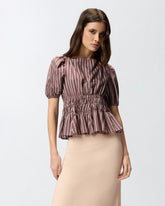 Top cropped a righe con schiena scoperta - | Pinko