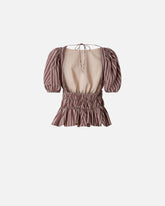 Top cropped a righe con schiena scoperta - | Pinko