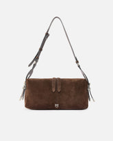 Borsa a spalla media Keeper Bag in suede - Marrone | Pinko