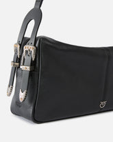 Keeper Bag medium shoulder bag in new biker leather - | Pinko