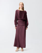 Robe longue en satin drapé - | Pinko