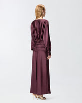 Abito lungo in satin con drappeggio - | Pinko