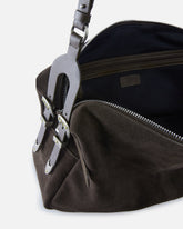 Duża zamszowa torebka na ramię pasku Keeper Bag - | Pinko