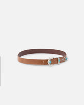 Leather belt with turquoise stones, 3 cm - | Pinko