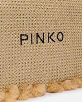 Small raffia clutch with logo and tassels - | Pinko