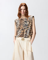 Maglia smanicata con stampa tigrata - | Pinko