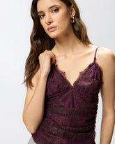 Top in pizzo floreale con spalline - | Pinko