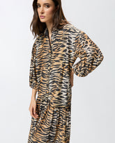 Abito lungo con bottoni e stampa animalier - | Pinko
