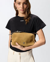 Medium crossbody bowler bag in crocodile-print leather - | Pinko
