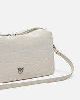 Medium crossbody bowler bag in crocodile-print leather - | Pinko