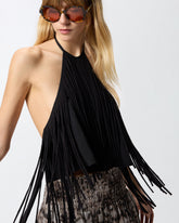 Haut à encolure américaine et franges - | Pinko
