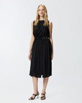 Abito midi smanicato in jacquard floreale con cintura - | Pinko
