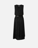 Abito midi smanicato in jacquard floreale con cintura - | Pinko