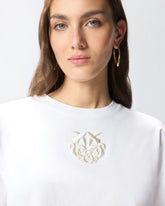 Cropped t-shirt με κέντημα Love Birds - | Pinko