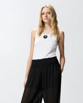 Canotta a costine con ricamo Love Birds - | Pinko