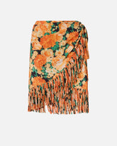 Gonna corta con frange e stampa Botanic Garden - | Pinko
