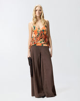 Top smanicato con frange e stampa floreale - | Pinko