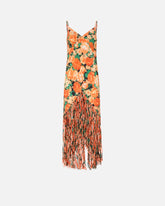 Abito lungo con frange e stampa Botanic Garden - | Pinko