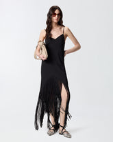 Abito lungo sottoveste con frange - | Pinko