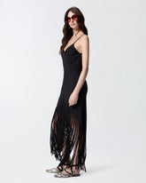 Abito lungo sottoveste con frange - | Pinko