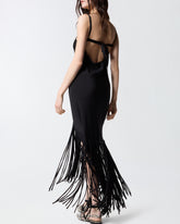 Abito lungo sottoveste con frange - | Pinko