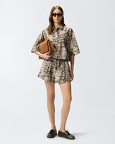 Camicia cropped stampata con dettagli metallici - | Pinko