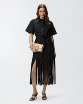 Langes Blusenkleid mit Fransen und Metalldetails - | Pinko