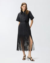 Langes Blusenkleid mit Fransen und Metalldetails - | Pinko