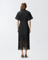 Langes Blusenkleid mit Fransen und Metalldetails - | Pinko