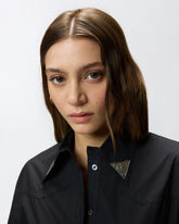 Langes Blusenkleid mit Fransen und Metalldetails - | Pinko